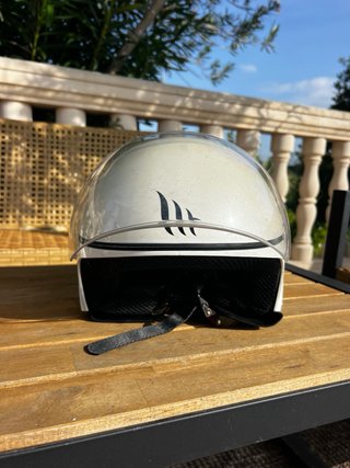 Casco Moto Blanco con Visera (S)