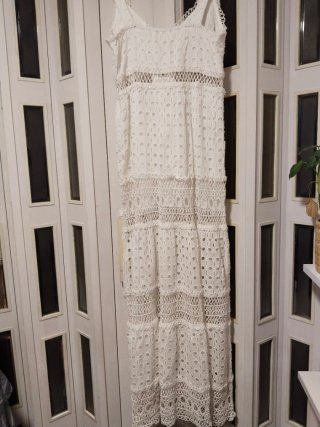 Vestido blanco largo encaje