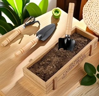 Juego 6 Herramientas Jardinería Madera