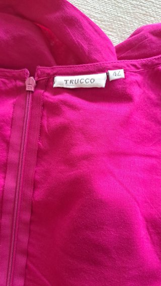 Vestido fucsia Trucco con lazo azul T42