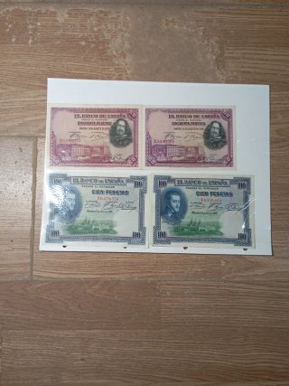 Billetes 50 y 100 Pesetas Velázquez Felipe II