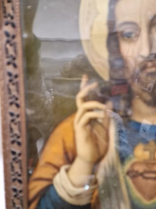 Oleografia Sacro Cuore di Gesù con cornice
