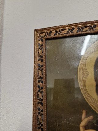 Oleografia Sacro Cuore di Gesù con cornice