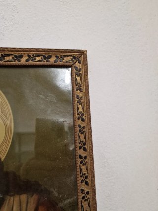 Oleografia Sacro Cuore di Gesù con cornice