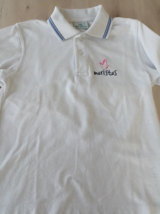 Polo Maristas Talla 8 Blanco Manga Larga