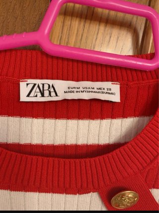 Jersey Zara Rayas Rojas y Blancas Talla m