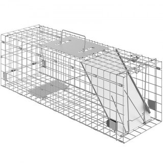Trampa de Animales Vivos, 61 x 20.3 x 20.3 cm Trampa Humana para Gatos de Hierro Galvanizado, Trampa Plegable para Animales con Mango para Conejos, Gatos Callejeros, Ardillas, Mapaches, Marmotas y...