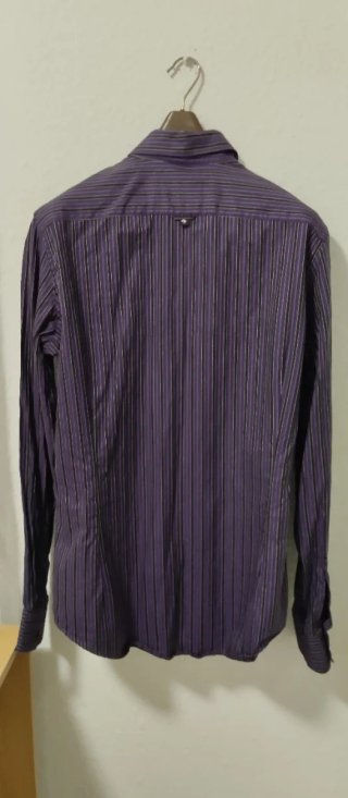 Camisa Italiana Rayas Morado y Negro Talla XL