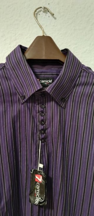 Camisa Italiana Rayas Morado y Negro Talla XL