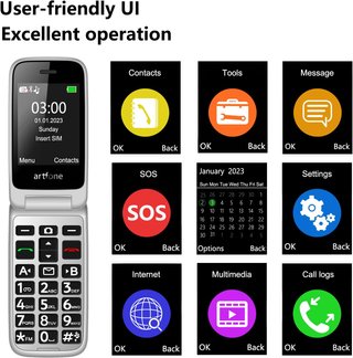 Artfone G6 Telefono Anziani 4G SOS Base Ricarica