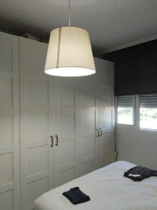 Lámpara colgante tela gris