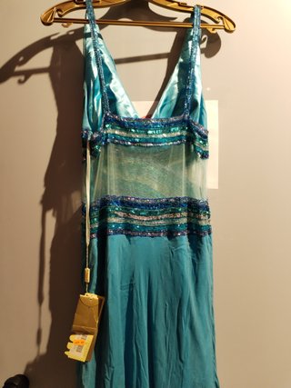 Vestido de fiesta azul turquesa