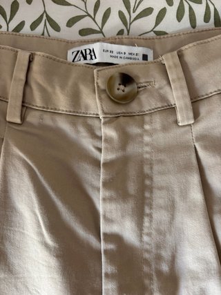 Pantalones Zara beige balloon cintura alta 32