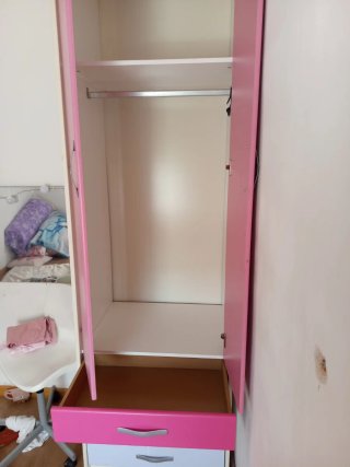 Armario juvenil l rosa y blanco 70 x 240