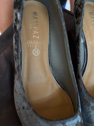 Zapatos tacón Mari Paz ante gris azulado talla 38