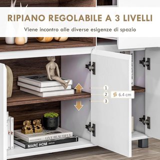 Mueble de Cocina Credenza Moderna de Madera con Armarios, Cajón y Espacio Abierto, Mueble Multiusos para Cocina y Salón, 105X39X83Cm, Blanco
