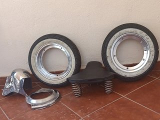 Ruedas, asiento y protector motor scooter