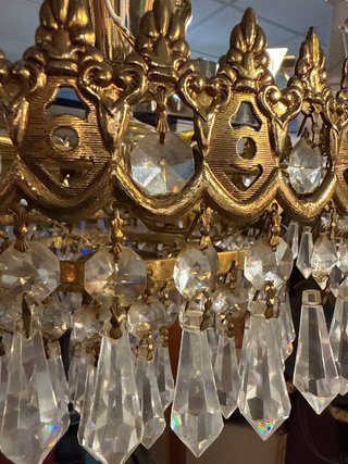 Lámpara araña vintage cristal y metal dorado
