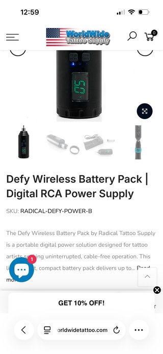 Máquina de tatuajes | Defy Wireless Battery Pack