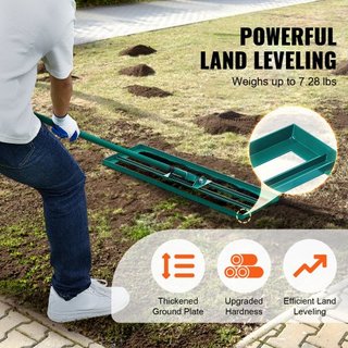 Rastrillo Nivelador de Césped, Herramienta de Nivelación de Césped de 30"x10", Nivelador de Césped de Alta Resistencia con Mango Extendido de Acero de 78", Rastrillo Nivelador para Jardín, Césped ...
