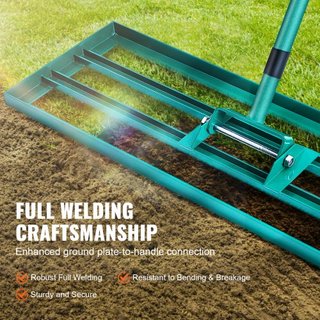 Rastrillo Nivelador de Césped, Herramienta de Nivelación de Césped de 30"x10", Nivelador de Césped de Alta Resistencia con Mango Extendido de Acero de 78", Rastrillo Nivelador para Jardín, Césped ...