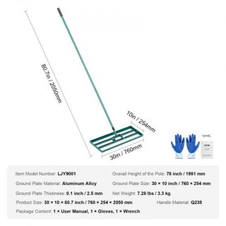 Rastrillo Nivelador de Césped, Herramienta de Nivelación de Césped de 30"x10", Nivelador de Césped de Alta Resistencia con Mango Extendido de Acero de 78", Rastrillo Nivelador para Jardín, Césped ...