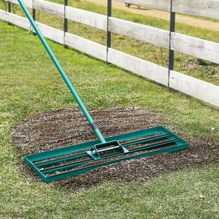 Rastrillo Nivelador de Césped, Herramienta de Nivelación de Césped de 30"x10", Nivelador de Césped de Alta Resistencia con Mango Extendido de Acero de 78", Rastrillo Nivelador para Jardín, Césped ...