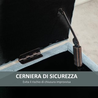 Banco Tapizado Con Contenedor, Banco Contenedor De Interior, Tejido Efecto Lino Y Madera, Diseño Escandinavo, Elegante, 110X39X45cm, Azul