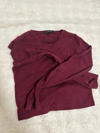 Top manga larga rojo