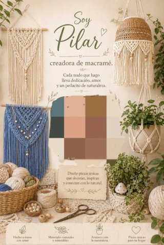 Macramé colgante azul hecho a mano