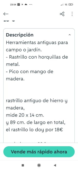 rastrillo antiguo,  de campo,u obras