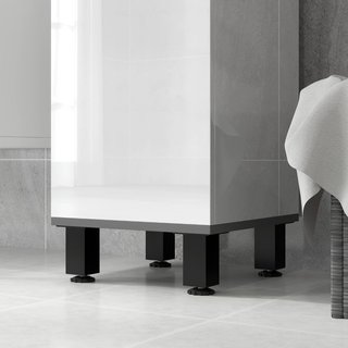 Columna de Baño Moderna Con Cajón, 2 Armarios, Mueble de Baño Ahorra Espacio Alto Con 2 Puertas Y Estantes Regulables, Mueble de Baño de Madera, 34X32X190 Cm, Blanco Brillante