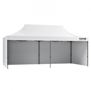 Carpa Plegable de Gazebo Exterior 3.05 x 6.1 m con Paredes Laterales y Bolsa Blanca