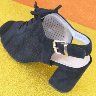 Sandalias de mujer con tacón clásico  negro beige