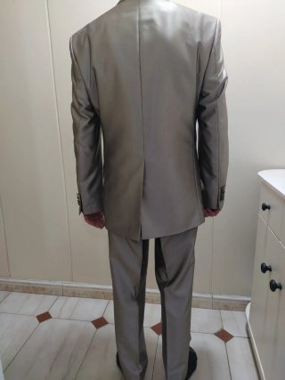 Traje de Novio Gris Plateado Completo