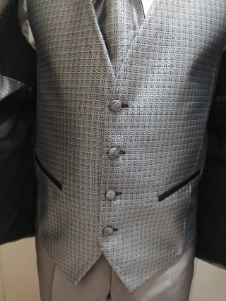 Traje de Novio Gris Plateado Completo