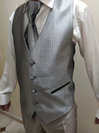 Traje de Novio Gris Plateado Completo