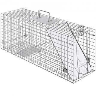 Trampa de Animales Vivos, 79 x 25 x 30.5 cm Trampa Humana para Gatos de Hierro Galvanizado, Trampa Plegable con Mango para Conejos, Gatos Callejeros, Ardillas, Mapaches, Marmotas y Oposums