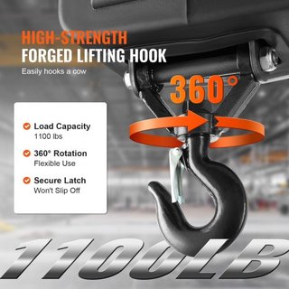 2-en-1 Polipasto Eléctrico Portátil Winch de Potencia 499 kg Control Remoto Inalámbrico