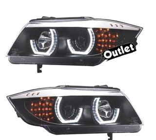 EV FAROS BMW E90 E91 05-08 OJOS ANGEL LED 3D FONDO NEGRO R14