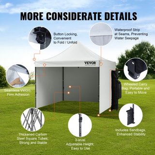 Carpa Plegable Gazebo Exterior 304.8 x 304.8cm con Paredes Laterales y Bolsa Blanca