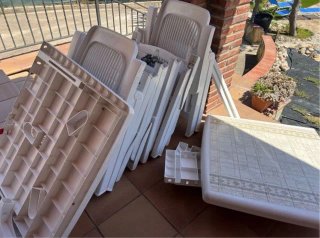 Mesa jardín extensible grande + 8 sillas