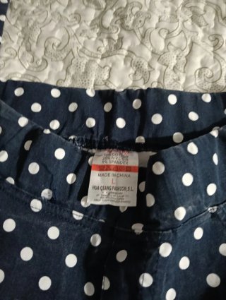 Leggings mujer talla L lunares azul y blanco
