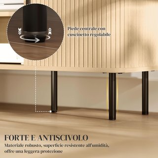 Mueble TV 55" Con 2 Armarios, 2 Estantes Y 2 Pasacables, Mueble Porta TV de Madera Y Acero, para Sala De Estar Y Dormitorio, 120X40X55 Cm, Roble Y Negro