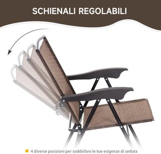 Conjunto de Mesa y 2 Sillas Muebles 3Pz Plegable Regulable Exterior Textilene Marrón