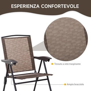 Conjunto de Mesa y 2 Sillas Muebles 3Pz Plegable Regulable Exterior Textilene Marrón