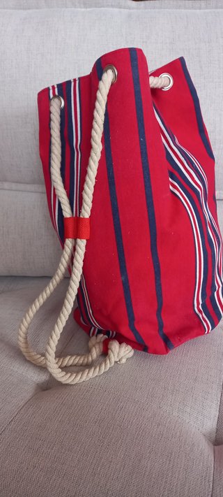 Borsa mare Sabrina Tenore a righe rosse