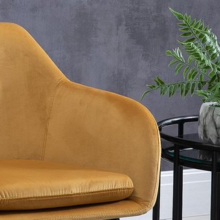 Conjunto De 2 Sillas De Comedor Con Brazos, Sillas De Cocina Tapizadas En Terciopelo Con Patas De Madera, Sillas De Oficina Y Sala De Estar, 54X56X74Cm, Amarillo