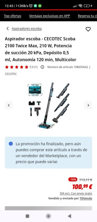 Aspiradora Cecotec Conga como nueva