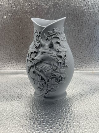 Vaso Decorativo Lobo e Flores